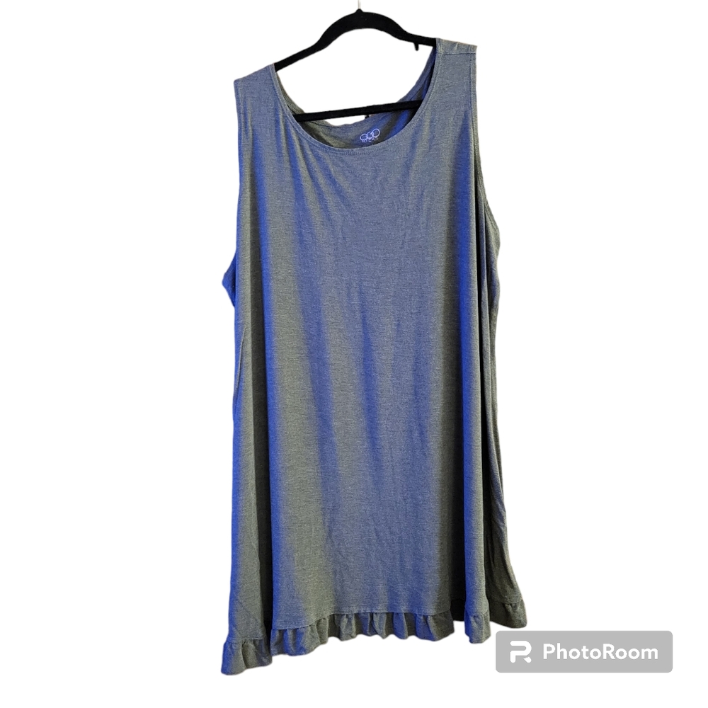 LOGO Layers Gray Ruffled Hem Layering Tank Sleeveless 3X